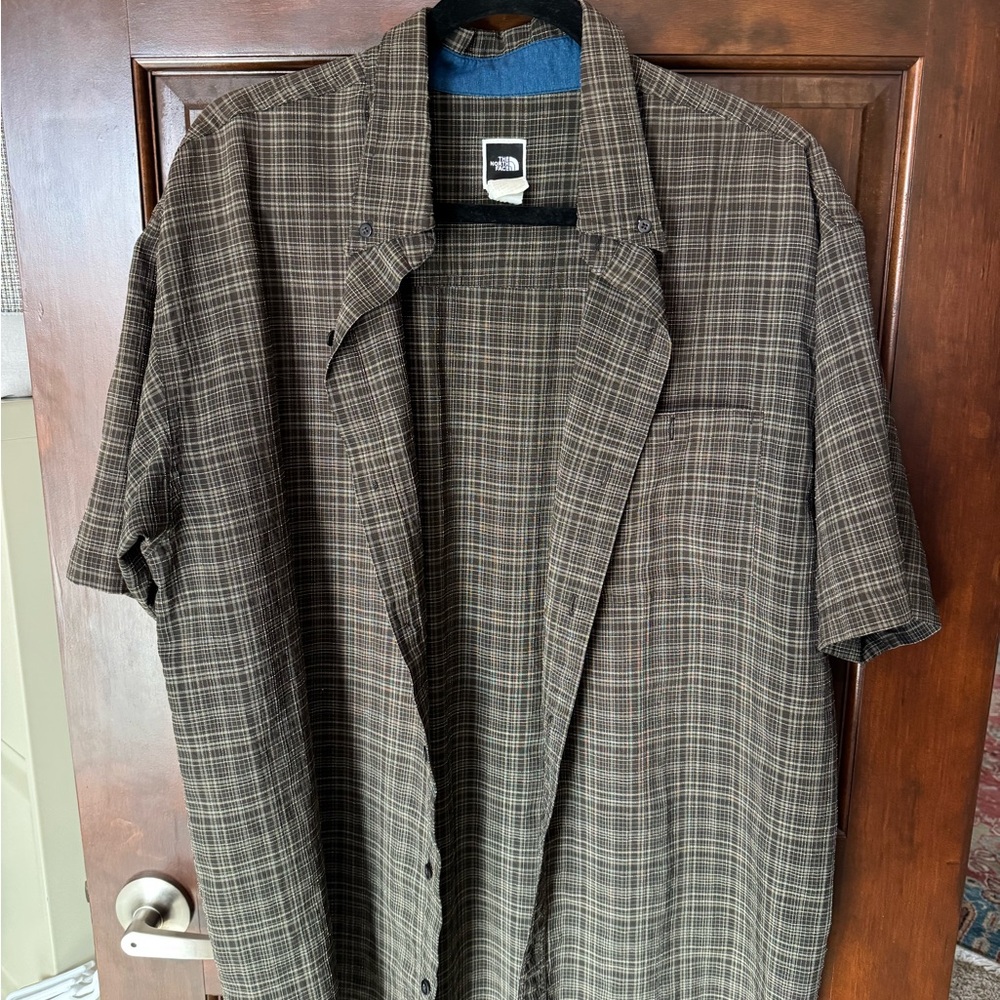 The North Face Brown Plaid Short-Sleeve Shirt Vintage